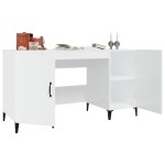 vidaXL Birou, alb extralucios, 140x50x75 cm, lemn compozit