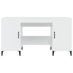 vidaXL Birou, alb extralucios, 140x50x75 cm, lemn compozit