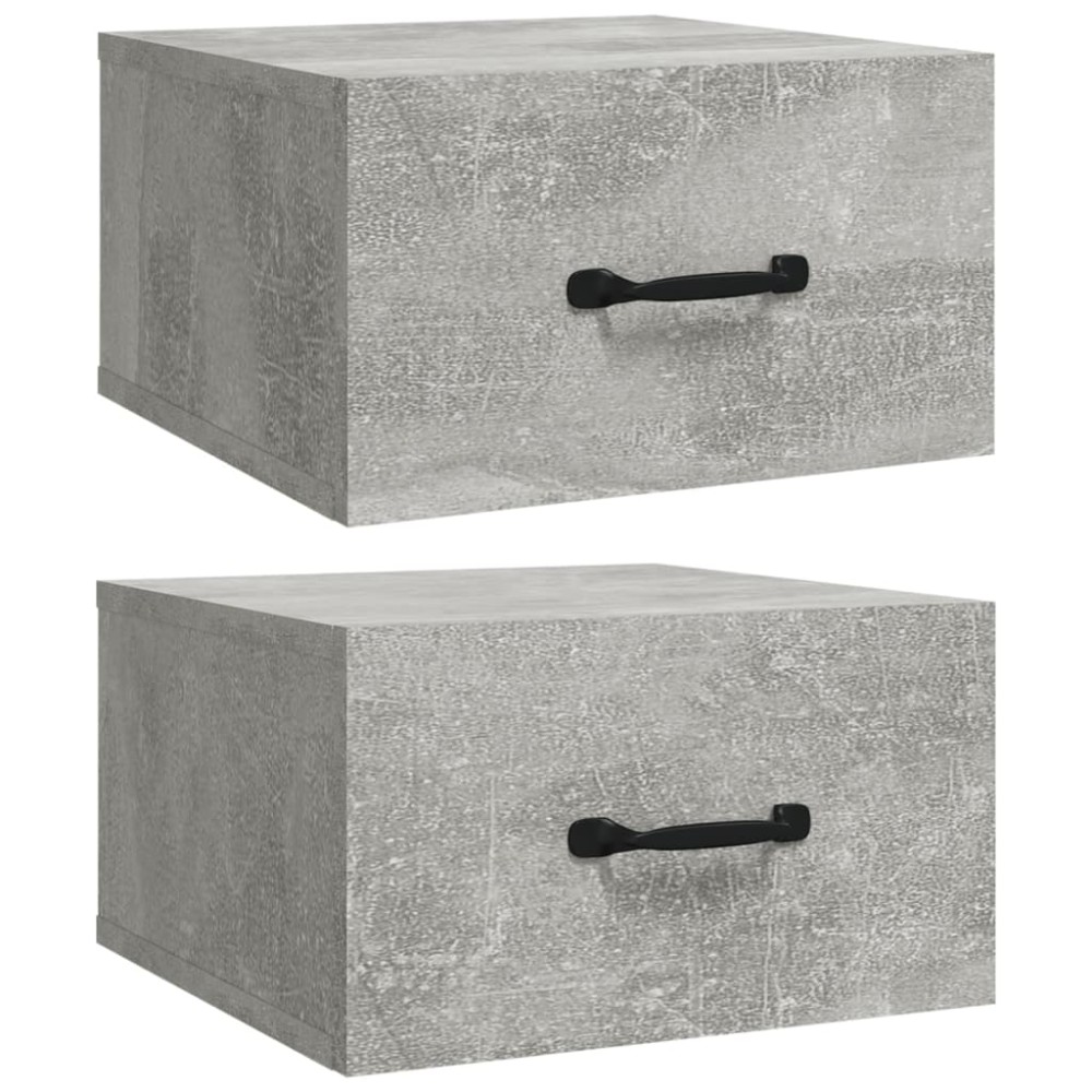 vidaXL Noptiere de perete, 2 buc., gri beton, 35x35x20 cm