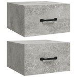 vidaXL Noptiere de perete, 2 buc., gri beton, 35x35x20 cm