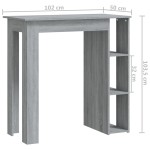 vidaXL Masă de bar cu raft, stejar Sonoma gri, 102x50x103,5 cm, PAL