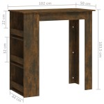vidaXL Masă de bar cu raft depozitare 102x50x103,5 cm lemn prelucrat