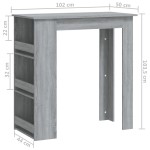 vidaXL Masă de bar cu raft stejar sonoma gri 102x50x103,5 cm PAL vidaXL Masă de bar cu raft stejar sonoma gri 102x50x103,5 cm PAL