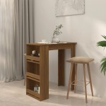 vidaXL Masă de bar cu raft, stejar maro, 102x50x103,5 cm, PAL