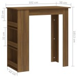 vidaXL Masă de bar cu raft, stejar maro, 102x50x103,5 cm, PAL