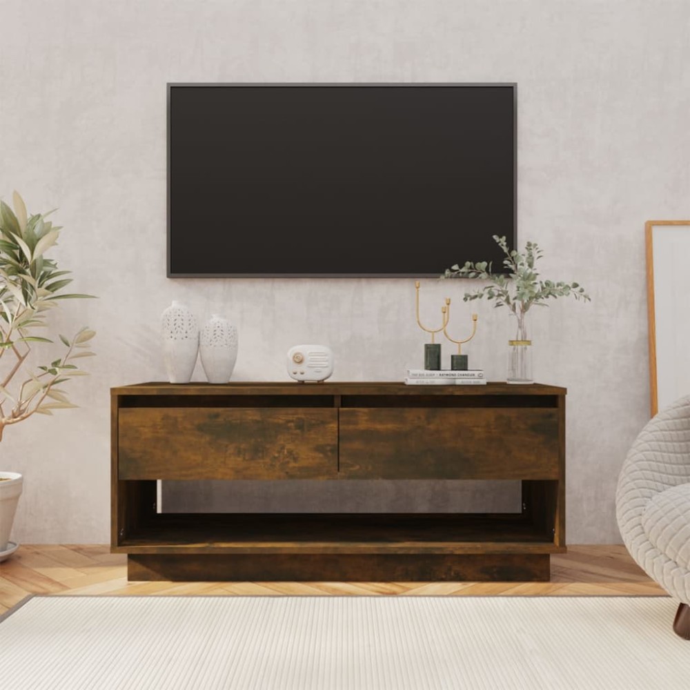 vidaXL Comodă TV, stejar afumat, 102x41x44 cm, PAL