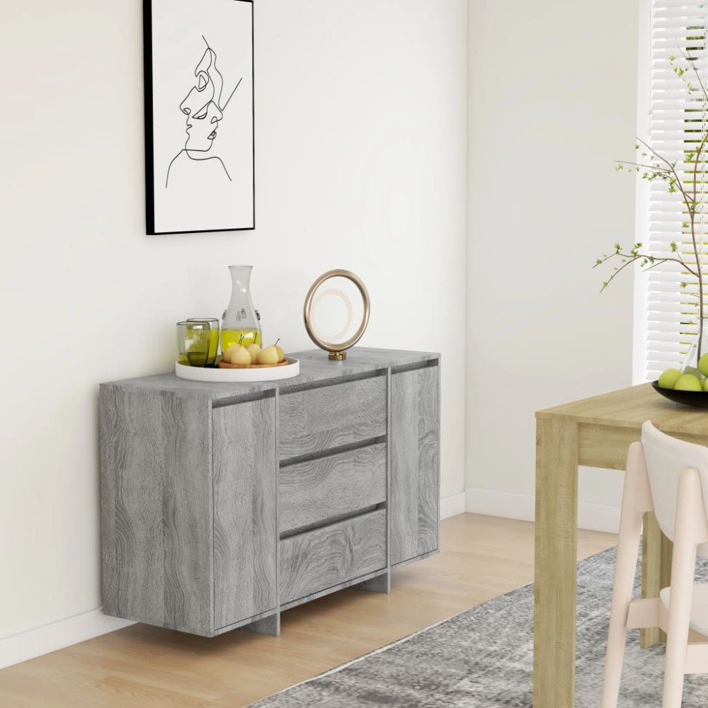 vidaXL Servantă cu 3 sertare, gri sonoma, 120x41x75 cm, PAL