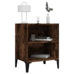 vidaXL Noptieră cu picioare din metal, stejar afumat, 40x30x50 cm vidaXL Noptieră cu picioare din metal, stejar afumat, 40x30x50 cm