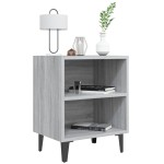 vidaXL Noptieră cu picioare metalice, sonoma gri, 40x30x50 cm