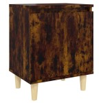 vidaXL Noptieră cu picioare din lemn masiv, stejar fumuriu, 40x30x50cm vidaXL Noptieră cu picioare din lemn masiv, stejar fumuriu, 40x30x50cm