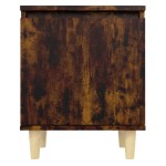 vidaXL Noptieră cu picioare din lemn masiv, stejar fumuriu, 40x30x50cm vidaXL Noptieră cu picioare din lemn masiv, stejar fumuriu, 40x30x50cm