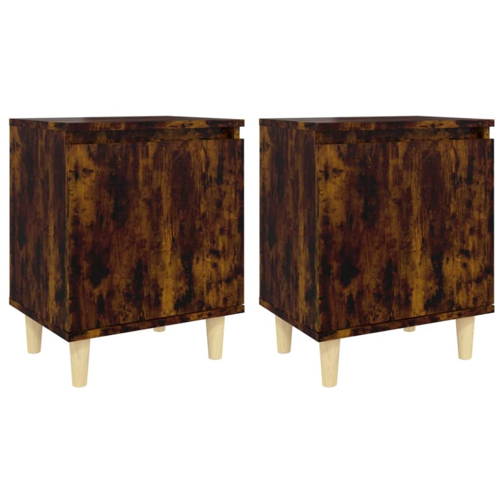 vidaXL Noptiere picioare lemn masiv 2 buc. stejar fumuriu 40x30x50cm