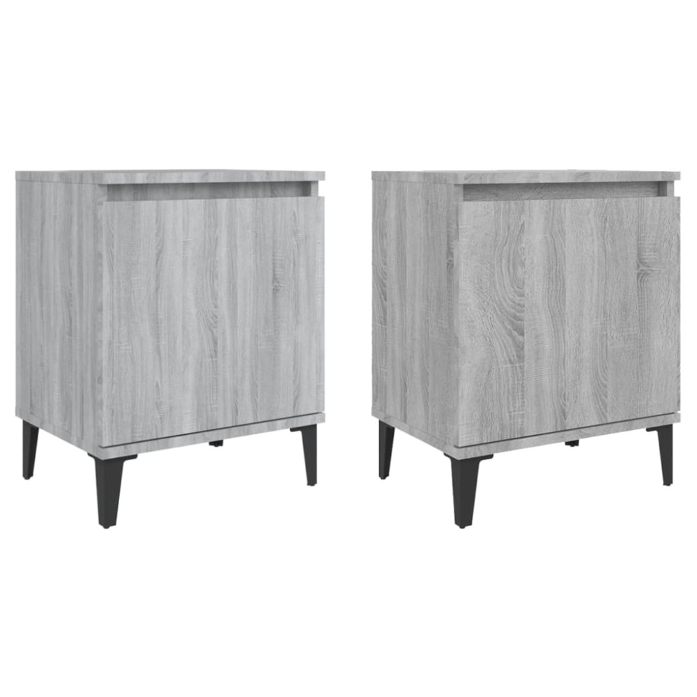 vidaXL Noptiere cu picioare metalice, sonoma gri, 40x30x50 cm