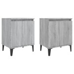 vidaXL Noptiere cu picioare metalice, sonoma gri, 40x30x50 cm