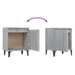 vidaXL Noptiere cu picioare metalice, sonoma gri, 40x30x50 cm