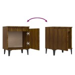 vidaXL Noptieră cu picioare din metal, stejar maro, 40x30x50 cm vidaXL Noptieră cu picioare din metal, stejar maro, 40x30x50 cm