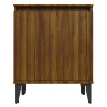 vidaXL Noptieră cu picioare din metal, stejar maro, 40x30x50 cm vidaXL Noptieră cu picioare din metal, stejar maro, 40x30x50 cm