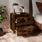vidaXL Noptieră cu picioare din lemn masiv, stejar fumuriu, 40x35x50cm vidaXL Noptieră cu picioare din lemn masiv, stejar fumuriu, 40x35x50cm