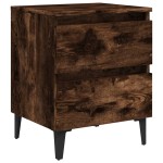 vidaXL Noptieră cu picioare din metal, stejar afumat, 40x35x50 cm vidaXL Noptieră cu picioare din metal, stejar afumat, 40x35x50 cm