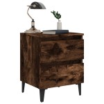 vidaXL Noptieră cu picioare din metal, stejar afumat, 40x35x50 cm vidaXL Noptieră cu picioare din metal, stejar afumat, 40x35x50 cm