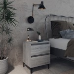 vidaXL Noptieră cu picioare din metal, gri sonoma, 40x35x50 cm vidaXL Noptieră cu picioare din metal, gri sonoma, 40x35x50 cm