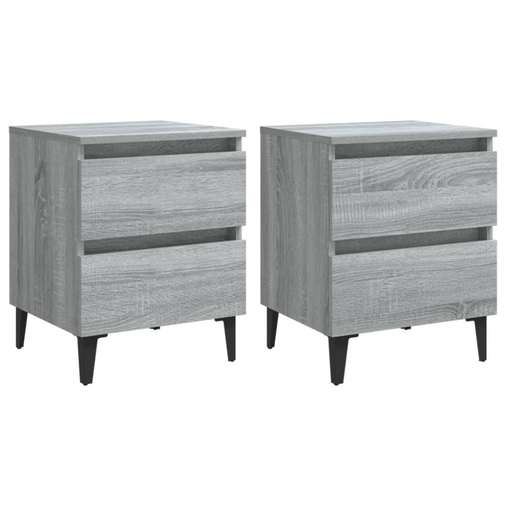 vidaXL Noptiere picioare din metal, 2 buc., gri sonoma, 40x35x50 cm