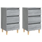 vidaXL Noptiere cu picioare lemn masiv 2 buc. gri sonoma, 40x35x69 cm vidaXL Noptiere cu picioare lemn masiv 2 buc. gri sonoma, 40x35x69 cm