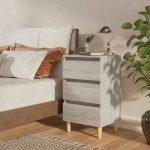 vidaXL Noptiere cu picioare lemn masiv 2 buc. gri sonoma, 40x35x69 cm vidaXL Noptiere cu picioare lemn masiv 2 buc. gri sonoma, 40x35x69 cm