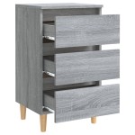 vidaXL Noptiere cu picioare lemn masiv 2 buc. gri sonoma, 40x35x69 cm vidaXL Noptiere cu picioare lemn masiv 2 buc. gri sonoma, 40x35x69 cm