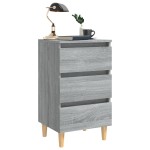 vidaXL Noptiere cu picioare lemn masiv 2 buc. gri sonoma, 40x35x69 cm vidaXL Noptiere cu picioare lemn masiv 2 buc. gri sonoma, 40x35x69 cm