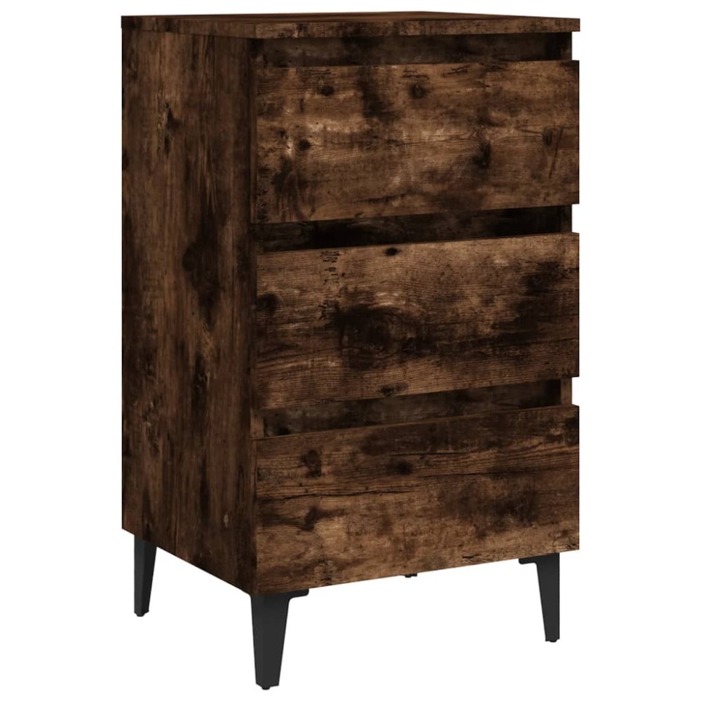 vidaXL Noptieră cu picioare din metal, stejar afumat, 40x35x69 cm