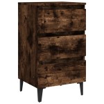 vidaXL Noptieră cu picioare din metal, stejar afumat, 40x35x69 cm vidaXL Noptieră cu picioare din metal, stejar afumat, 40x35x69 cm
