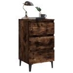 vidaXL Noptieră cu picioare din metal, stejar afumat, 40x35x69 cm vidaXL Noptieră cu picioare din metal, stejar afumat, 40x35x69 cm