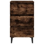 vidaXL Noptieră cu picioare din metal, stejar afumat, 40x35x69 cm vidaXL Noptieră cu picioare din metal, stejar afumat, 40x35x69 cm