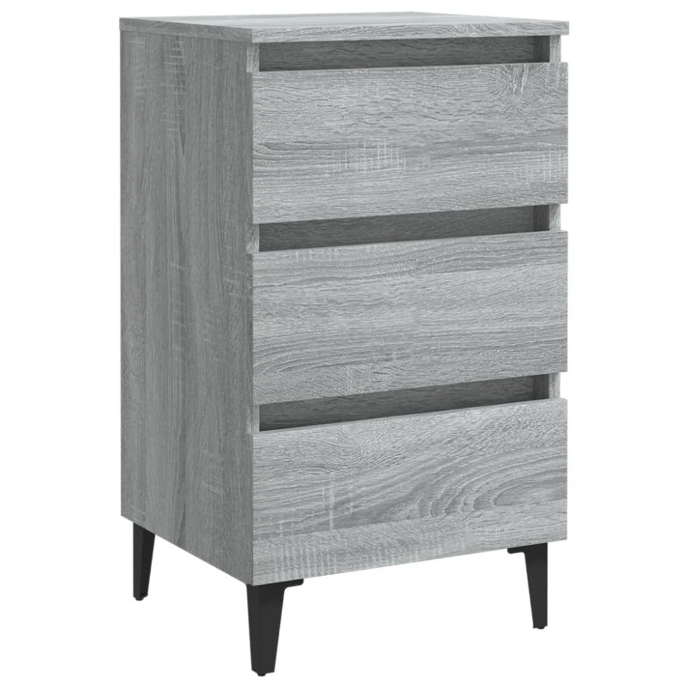 vidaXL Noptieră cu picioare metalice, gri sonoma, 40x35x69 cm