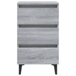 vidaXL Noptieră cu picioare metalice, gri sonoma, 40x35x69 cm