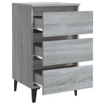 vidaXL Noptieră cu picioare metalice, gri sonoma, 40x35x69 cm