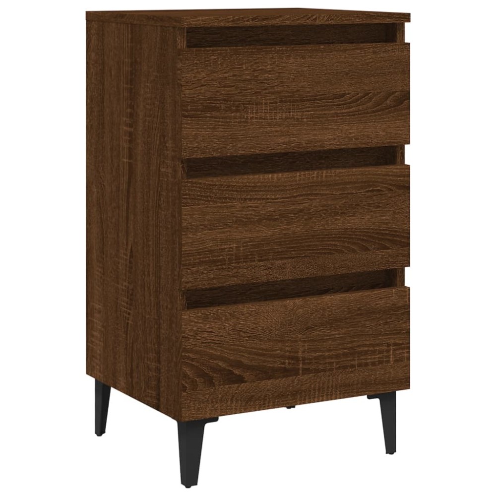 vidaXL Noptieră cu picioare din metal, stejar maro, 40x35x69 cm