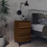 vidaXL Noptieră cu picioare din metal, stejar maro, 40x35x69 cm vidaXL Noptieră cu picioare din metal, stejar maro, 40x35x69 cm