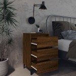 vidaXL Noptieră cu picioare din metal, stejar maro, 40x35x69 cm vidaXL Noptieră cu picioare din metal, stejar maro, 40x35x69 cm