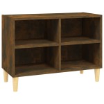 vidaXL Comodă TV, picioare lemn masiv, stejar afumat, 69,5x30x50 cm vidaXL Comodă TV, picioare lemn masiv, stejar afumat, 69,5x30x50 cm