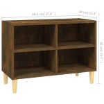 vidaXL Comodă TV, picioare lemn masiv, stejar afumat, 69,5x30x50 cm vidaXL Comodă TV, picioare lemn masiv, stejar afumat, 69,5x30x50 cm