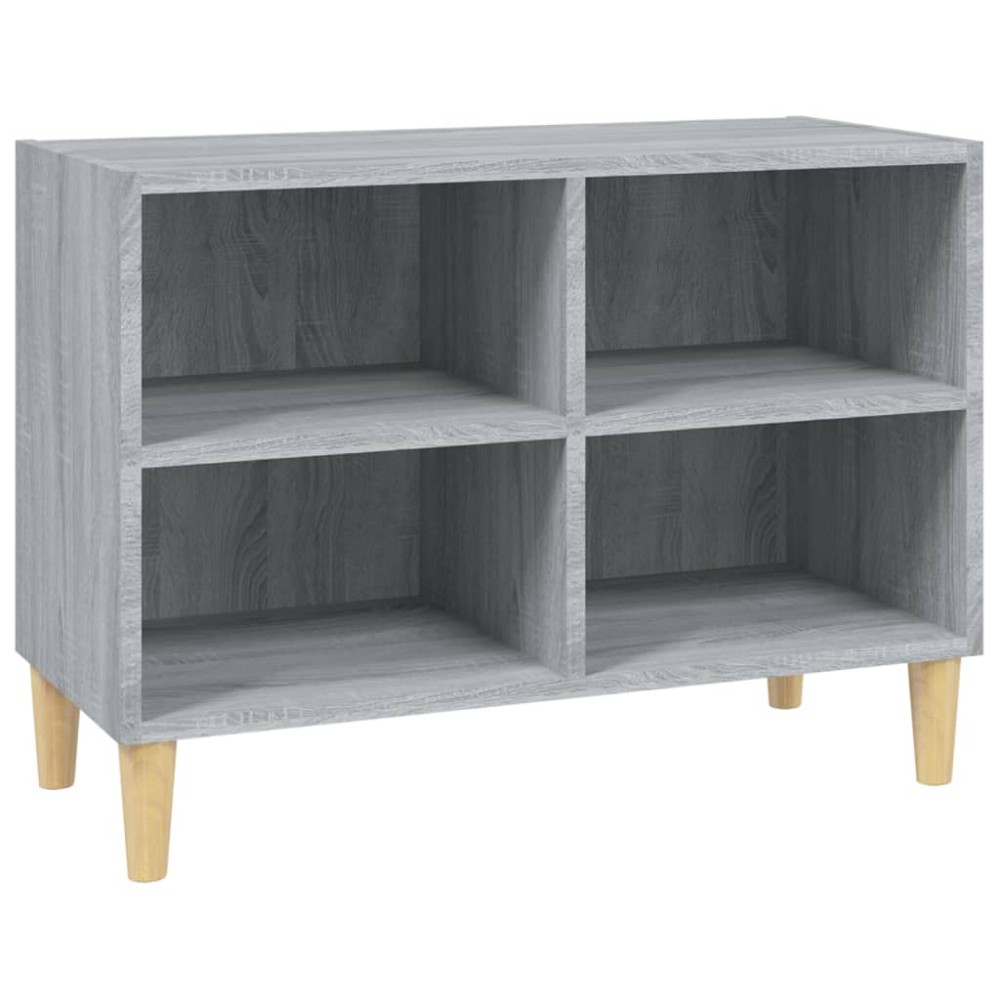 vidaXL Comodă TV cu picioare lemn masiv, gri sonoma, 69,5x30x50 cm