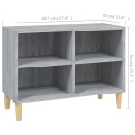 vidaXL Comodă TV cu picioare lemn masiv, gri sonoma, 69,5x30x50 cm