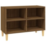 vidaXL Comodă TV, picioare lemn masiv, stejar maro, 69,5x30x50 cm vidaXL Comodă TV, picioare lemn masiv, stejar maro, 69,5x30x50 cm