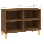 vidaXL Comodă TV, picioare lemn masiv, stejar maro, 69,5x30x50 cm vidaXL Comodă TV, picioare lemn masiv, stejar maro, 69,5x30x50 cm