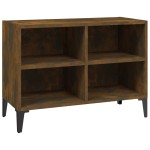 vidaXL Comodă TV, picioare din metal, stejar afumat, 69,5x30x50 cm vidaXL Comodă TV, picioare din metal, stejar afumat, 69,5x30x50 cm