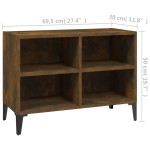 vidaXL Comodă TV, picioare din metal, stejar afumat, 69,5x30x50 cm vidaXL Comodă TV, picioare din metal, stejar afumat, 69,5x30x50 cm