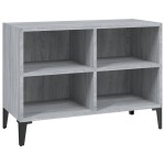 vidaXL Comodă TV cu picioare metalice, gri sonoma, 69,5x30x50 cm