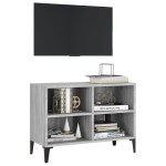 vidaXL Comodă TV cu picioare metalice, gri sonoma, 69,5x30x50 cm